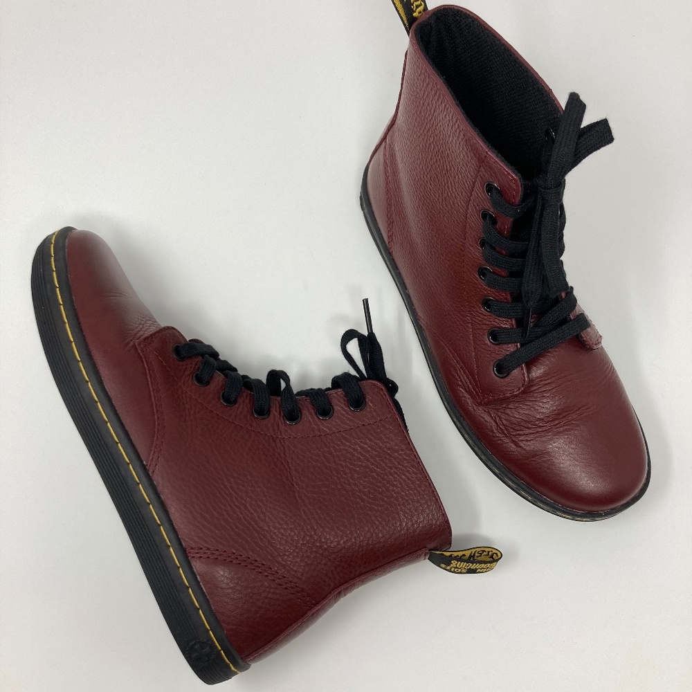 Dr. Martens AirWair Leather Lace-up Boots Burgundy Size 7